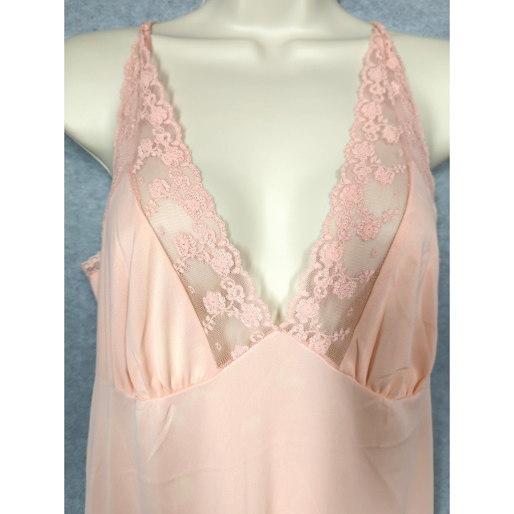 Vtg Vanity Fair Lg Nightgown 32 Lace Trim  Light Coral Pink Fairy Inspired Sexy